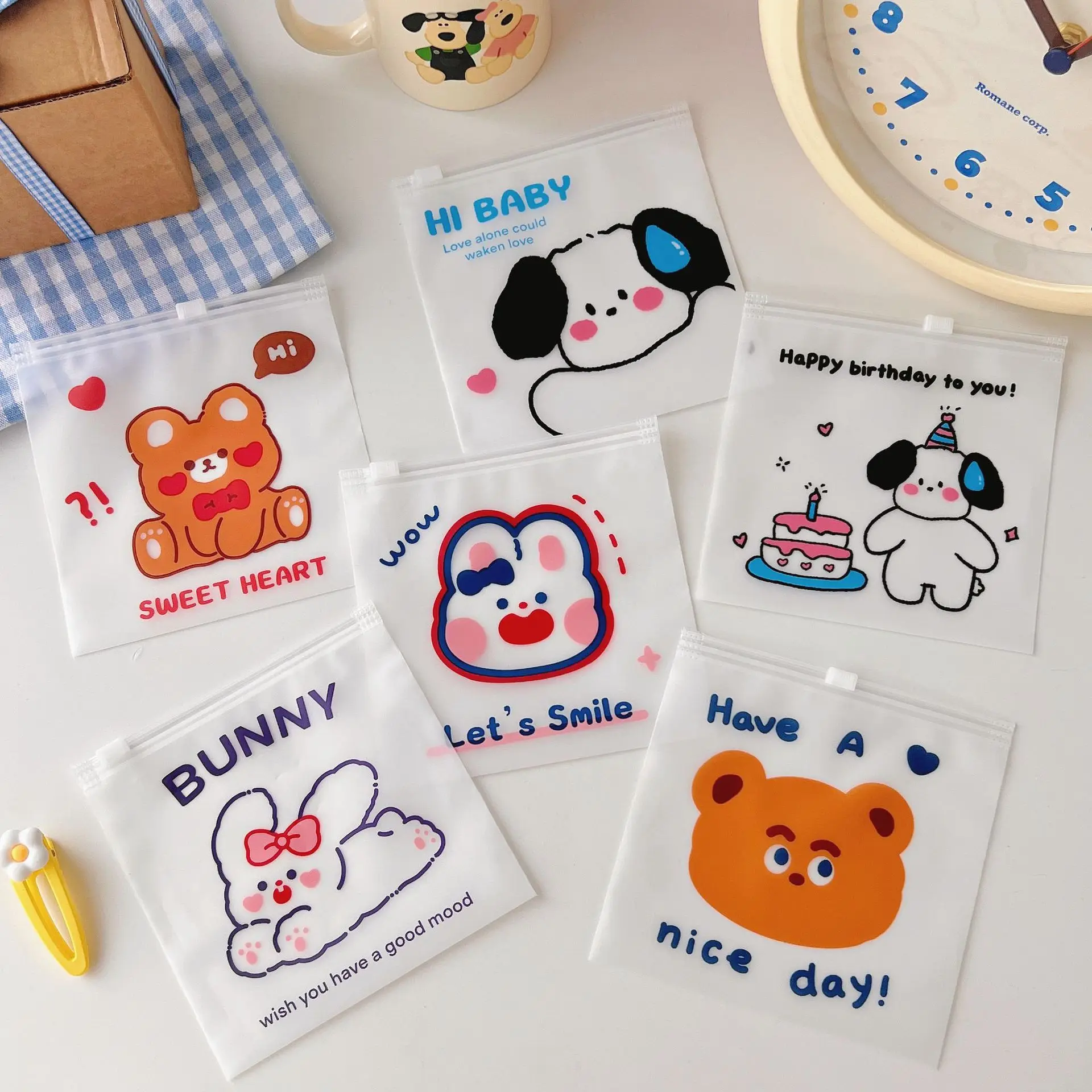 30Pcs Cute Cartoon Sealed Bag Snacks Self Sealed Bag Food Packaging Bag Cookies Candy Packaging Bag Sealed Bag