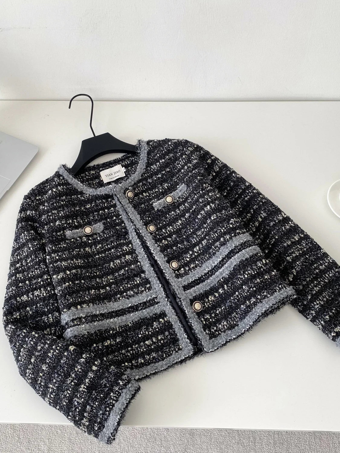 معطف نسائي من Faionable ort Jaet لخريف وشتاء 2025 من التويد مستدير Ne بأزرار حتى فرنسي Sle فضفاض مناسب طويل Sve