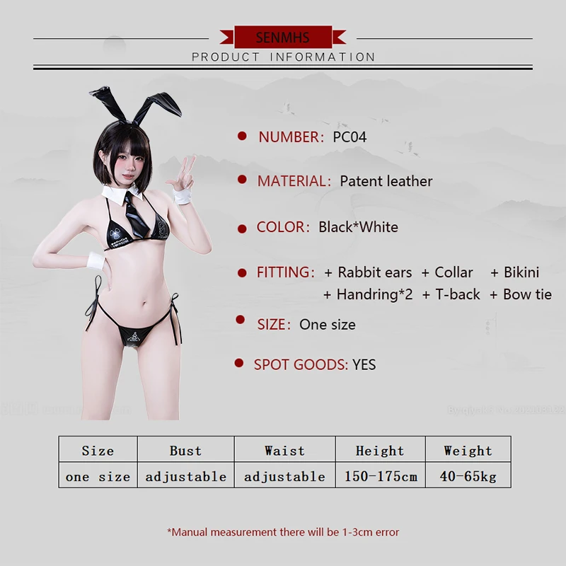 Senmhs origina anime coelho menina cospaly traje cyberpunk couro do plutônio terno biquíni feminino lingerie sexy sutiã gravata maiô