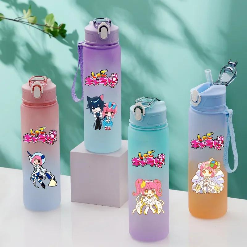 750ML Shugo Chara Cartoon Large Capacity Leak Proof Water Bottle Outdoor Sports Plastic Water Cup Portable Gradient Water Bottle