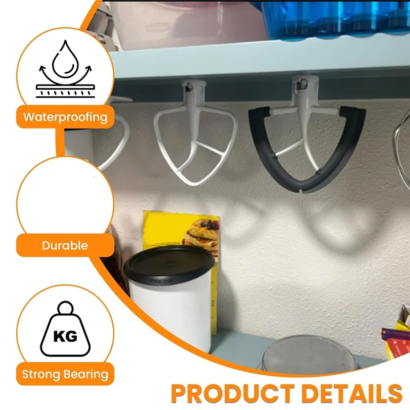 ABWP-4Pcs Stand Mixer Attachment Holders Storage Organizer With Screw And Adhesive For Dough Hooks Flat Beater Wire Whip