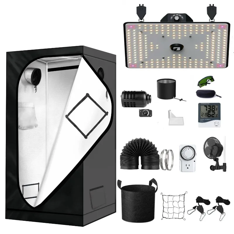 

Complete Grow Tent Kit with Grow Light, Inline Filter Fan and Clip Fan Indoor Plant Growing System Set
