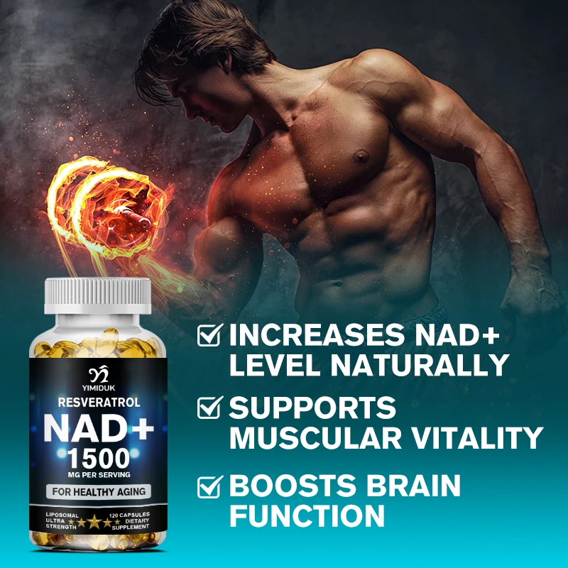 NAD Supplement, 1500 мг - Липосмеальная NAD+ Supplement с ресвератролом, выносливостью и здоровым старением - Силовые капсулы