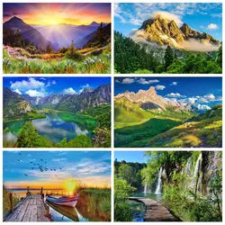Natural Landscape Backdrops Flower Trees Mountain River Birthday Party Holiday Outing Portrait Photography Backdrop Wall Decor