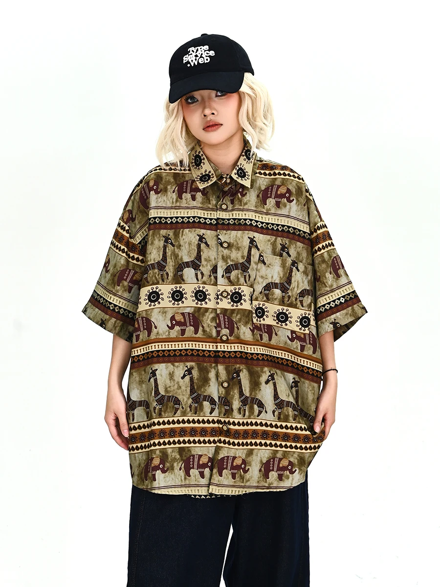 

Lazy Ethnic Sle Women's Loose ort Sve irt American Holiday Casual Top Trendy Street Sle Embroidered Plant Floral