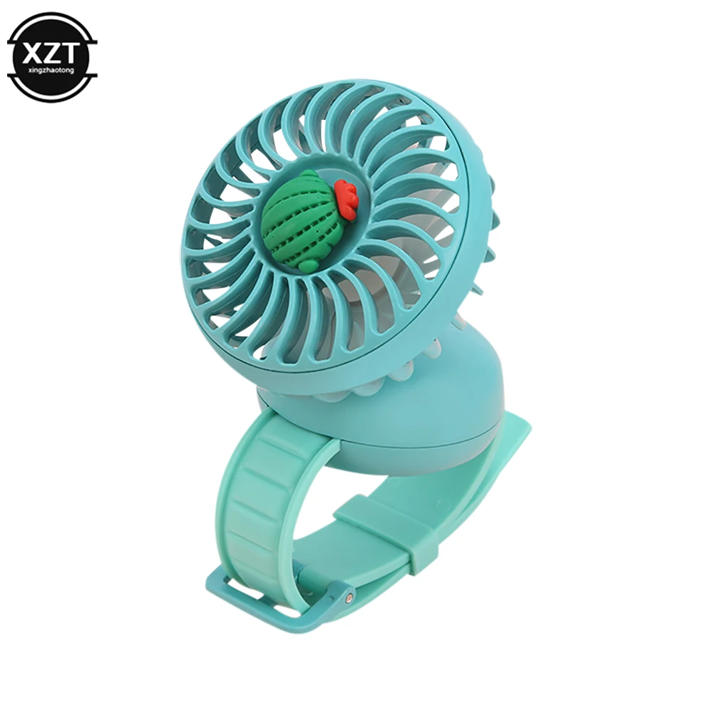 New Children's Summer Fan Wrist fan Cute Fruit Mini Fan Watch Small Fan Mute Portable USB Rechargeable Fan