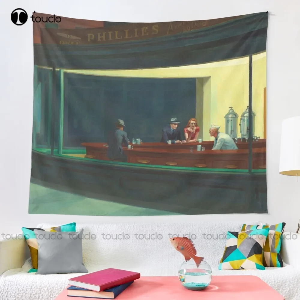 Edward Hopper - Nighthawks Tapestry Tapestry Wall Hanging For Living Room Bedroom Dorm Room Home Decor Printed Tapestry