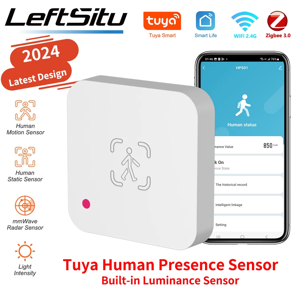 Tuya Zigbee WiFi Sensore di presenza umana Rilevatore radar MmWave con sensore di luminanza per la casa intelligente Vita intelligente sostituire il