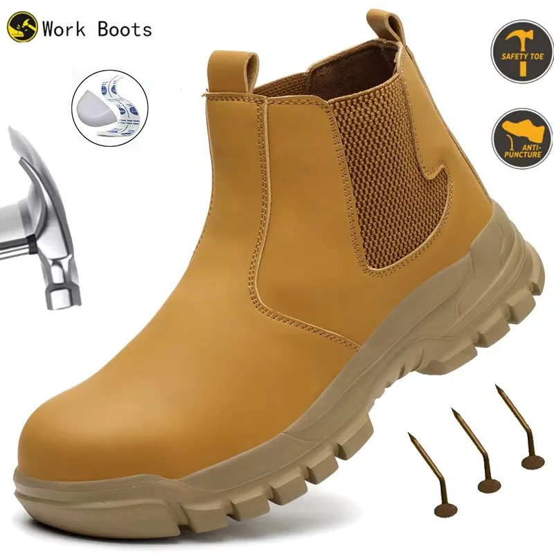 Bottes de travail de sécurité imperméables pour hommes, chaussures à bout en acier, bottes de protection Anti-Impact et Anti-perforation, chaussures de toiture indestructibles