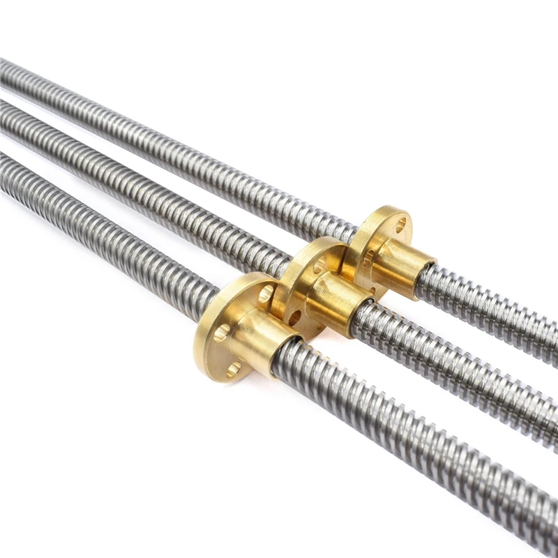 3D Printer T8 Shaft Trapezoidal Rod Screw 8mm Linear Shaft Lead 1/2/4/8/12/14mm with Brass Nut Length 100 To 550mm Stepper Motor