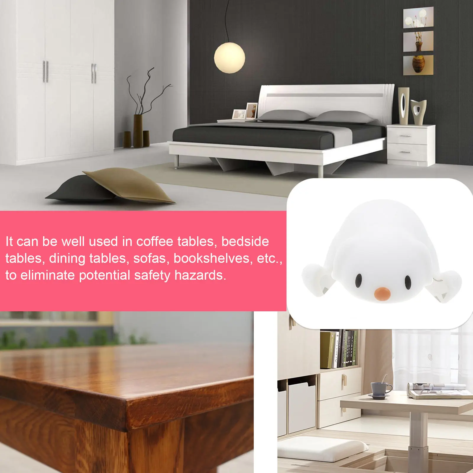 

Набор из 4 защитных уголков для стола с мультяшным дизайном собаки, устойчивые к царапинам, для безопасности детей, защита мебели, для прикроватных тумбочек и кофейных столиков