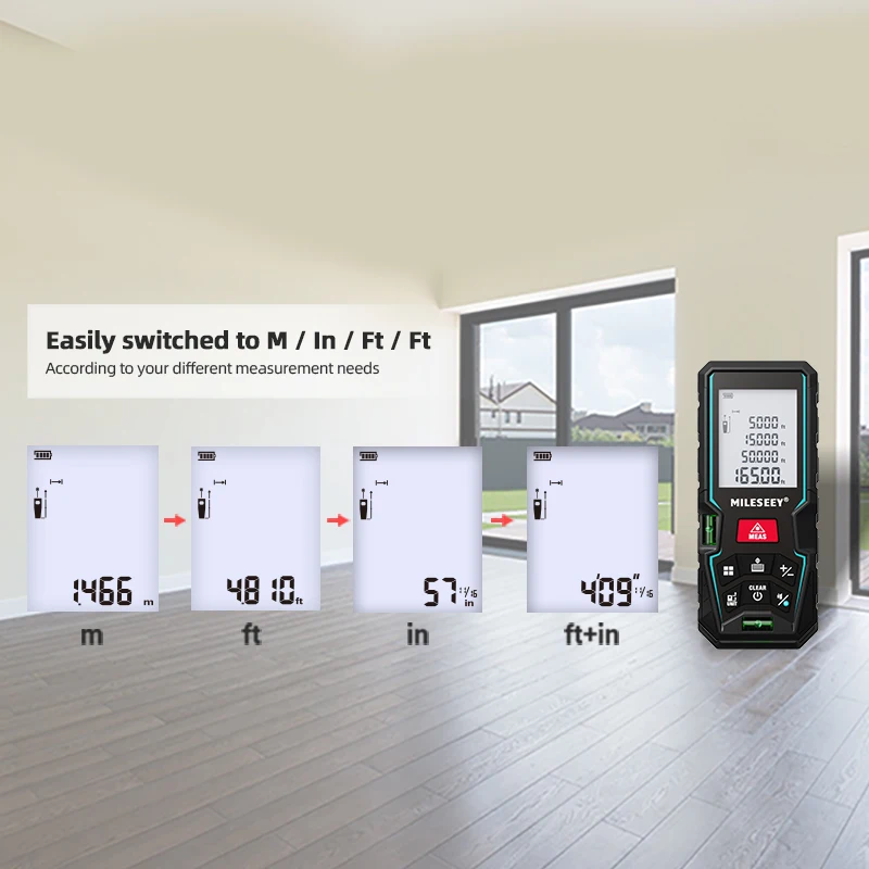 MILESEEY High Precision Laser tape measure D5T Bluetooth Laser Distance Meter 50M Laser Trena, APP Real-time data transfer