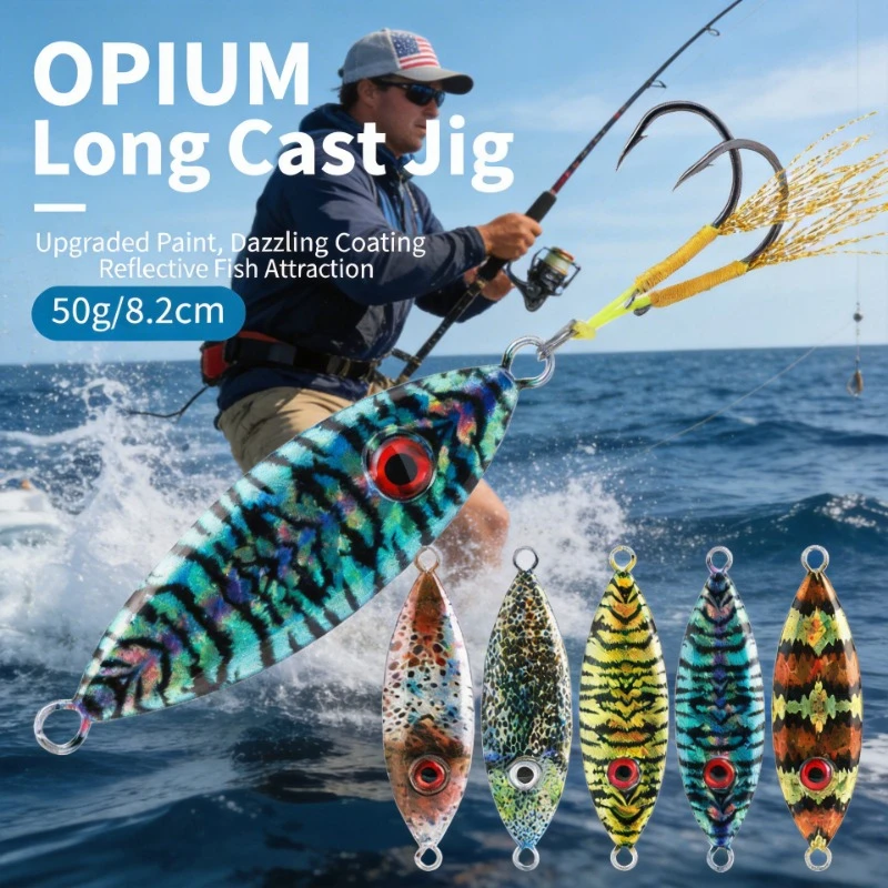 

50g 3D Big Metal Jig Long Cast Slow Jigging Realistic Hard Bait Saltwater Boat Fishing Lure