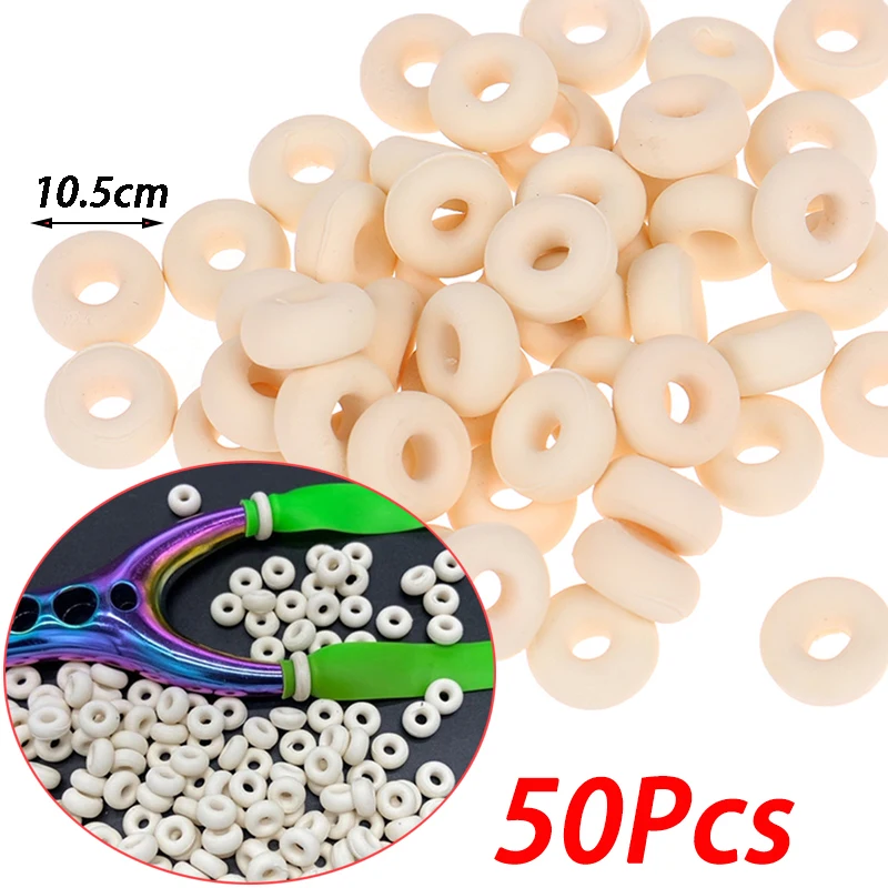 50PCS 10.5mm Rubber Ring Flat Rubber Band Fixation Free Tie Fast Round Head Binding Head Slingshot Accessories