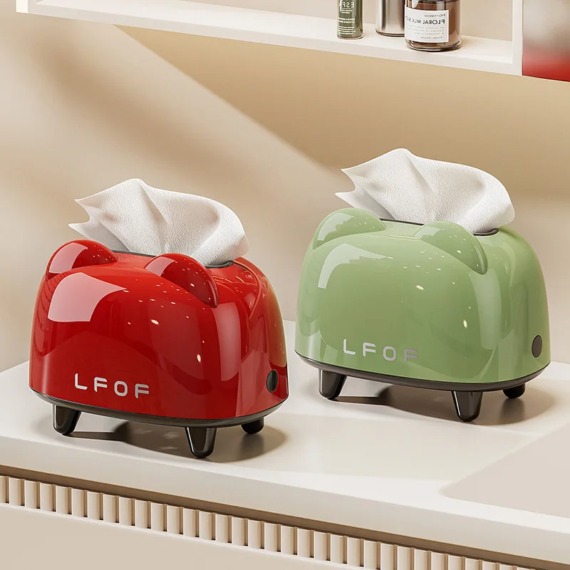 Desktop Tissue Box Napkin Holder With Spring Tray Large Capacity Tissue Container For Bedroom Living Room Table Decoration