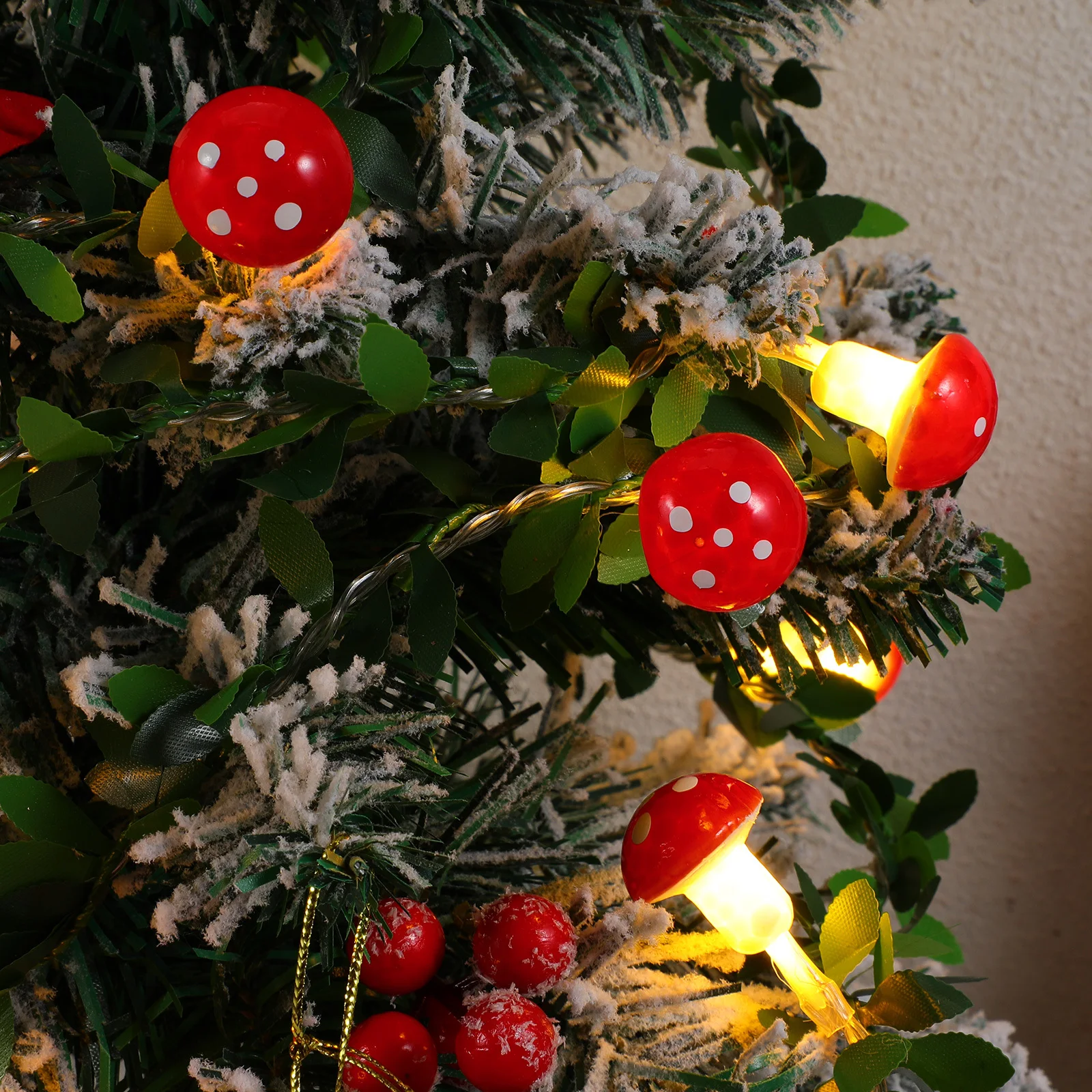 20 LED Lampki Grzybki Dekoracyjne Lampki Sznurowe Ciepłe Świąteczne Imprezowe Do Domu Ogrodu Lampki LED Dekoracyjne