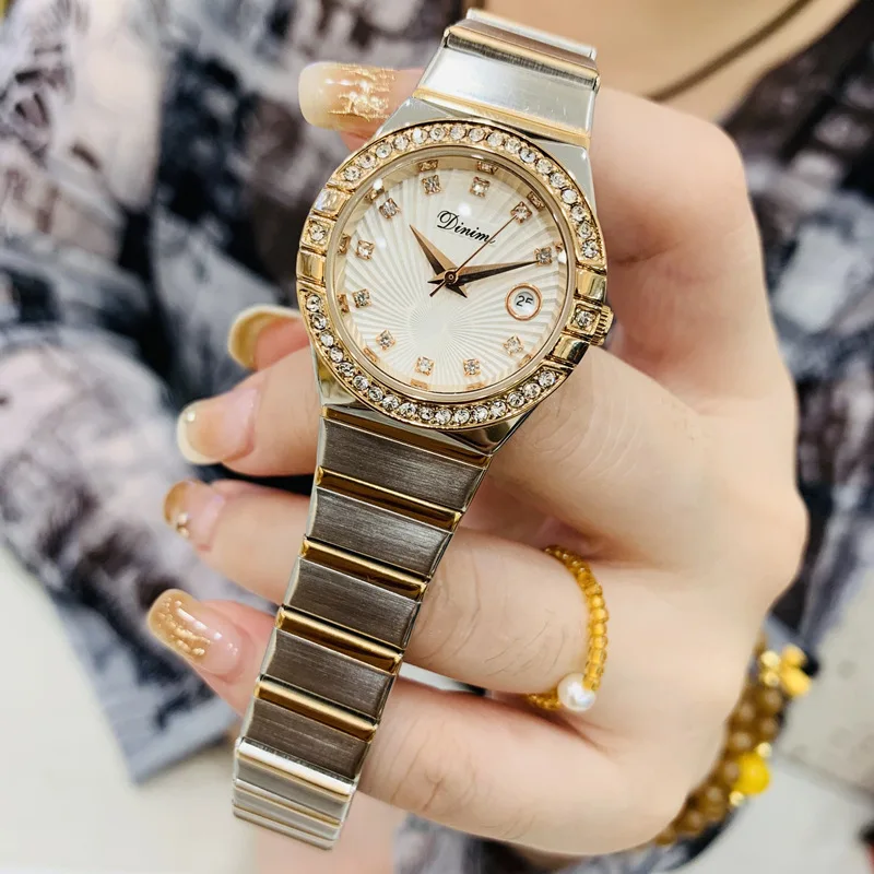 Classic Creative Design Diamond Case Women Watches Business Style Steel Belt Ladies Watch Top Quality Quartz AAA Clock Relogio