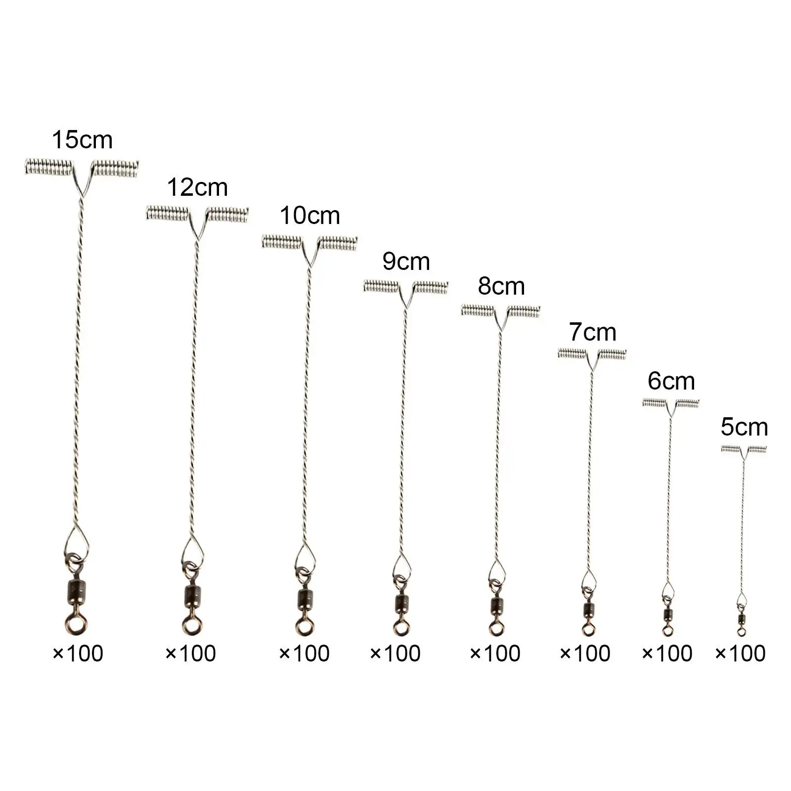 100 Pcs Fishing Balance Rigs Steel T Shape Swivels Snaps Fishing Swivels Gear Arm Connector Fishing Tackle Twisted String Hooks