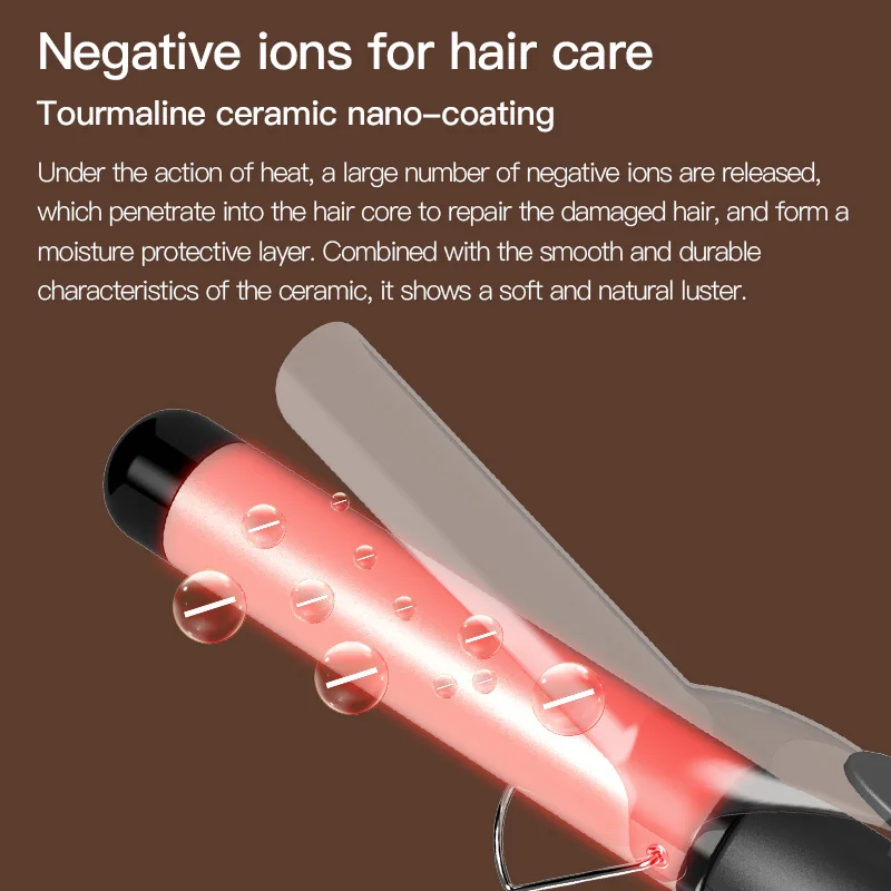 Long Barrel PTC Curler, Adjustable Temp Hair Styling Iron with Private Mode, Quick Heating