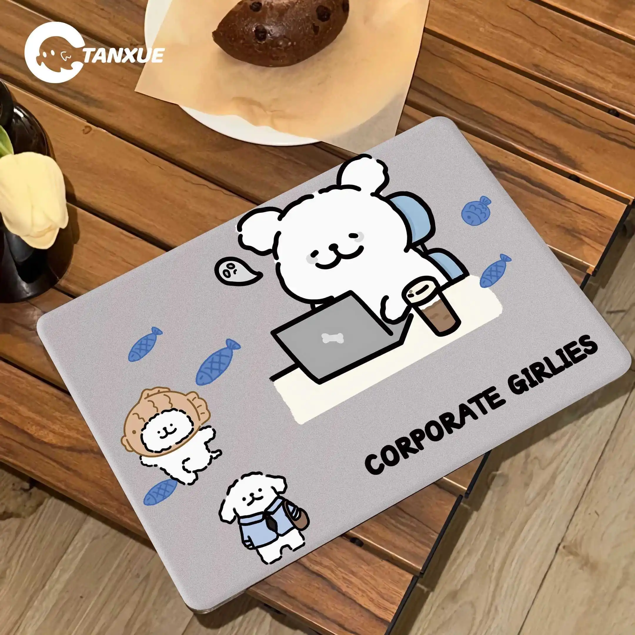 Cartoon Line Puppy Case For MacbookNeo 13 2026 Air 15 M4 M3 Hard Cover for Mac Book Pro 14 M1 M2 M5 14 16 Sleeve Accessories Y2K