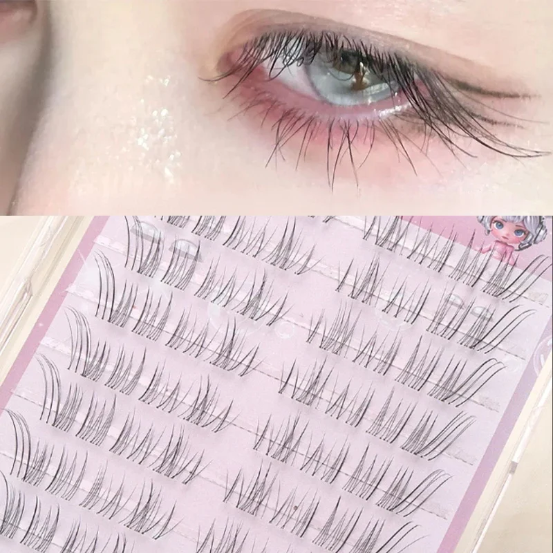 Auto adesivo skew voando raposa cílios postiços único cluster reutilizável segmentado cílios diy mangá lash extensão ferramentas de maquiagem