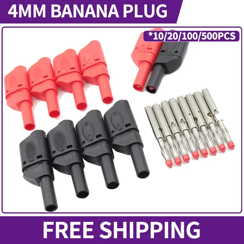 4mm Stackable Banana Plugs, Welding&Assembly Adapters Insulation Safety Connector HDPE 32A for Multimeter Electrical Test Leads