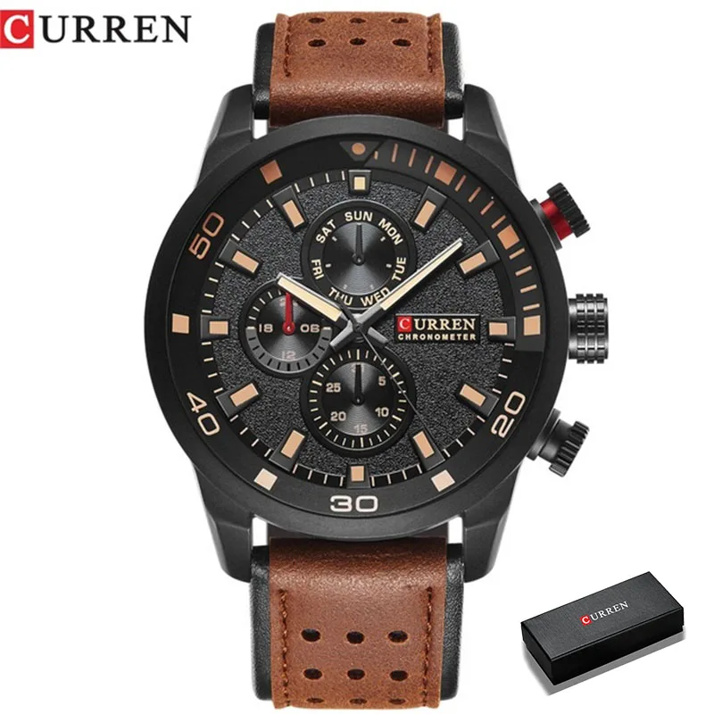 CURREN 2021 Men Watches Top Brand Luxury Leather  Sport Watch For Men Fashion Waterproof Simple business Clock Reloj Hombre