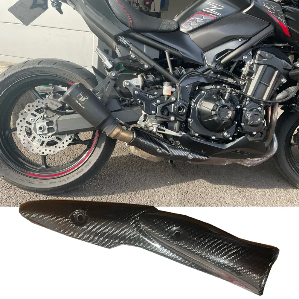 For Kawasaki Z900 Exhaust Pipe Moto Parts Middle Link Muffler Heat Shield Cover Guard Shell Slip On Carbon Fiber Z 900 2017-2022