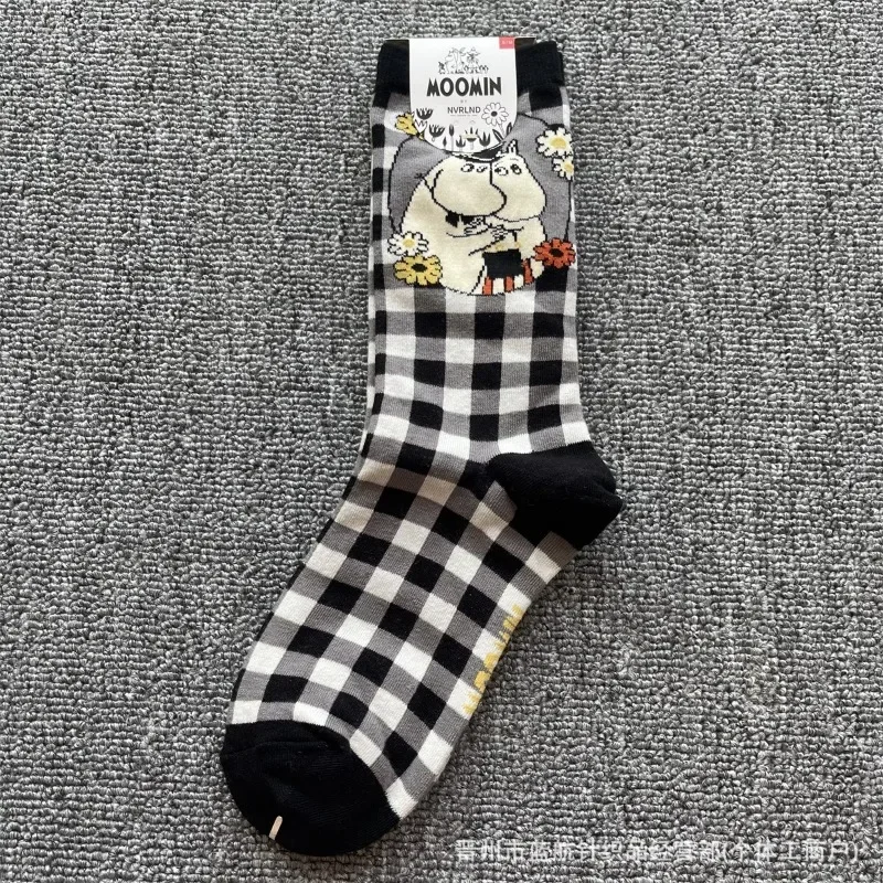 M-Moomins Cartoon Anime Damen Wadensocken, niedlich bedruckt, weich gestrickt, modische, lässige Wadensocken für den Alltag, Studenten, Freizeit, Geschenk – Detail 4