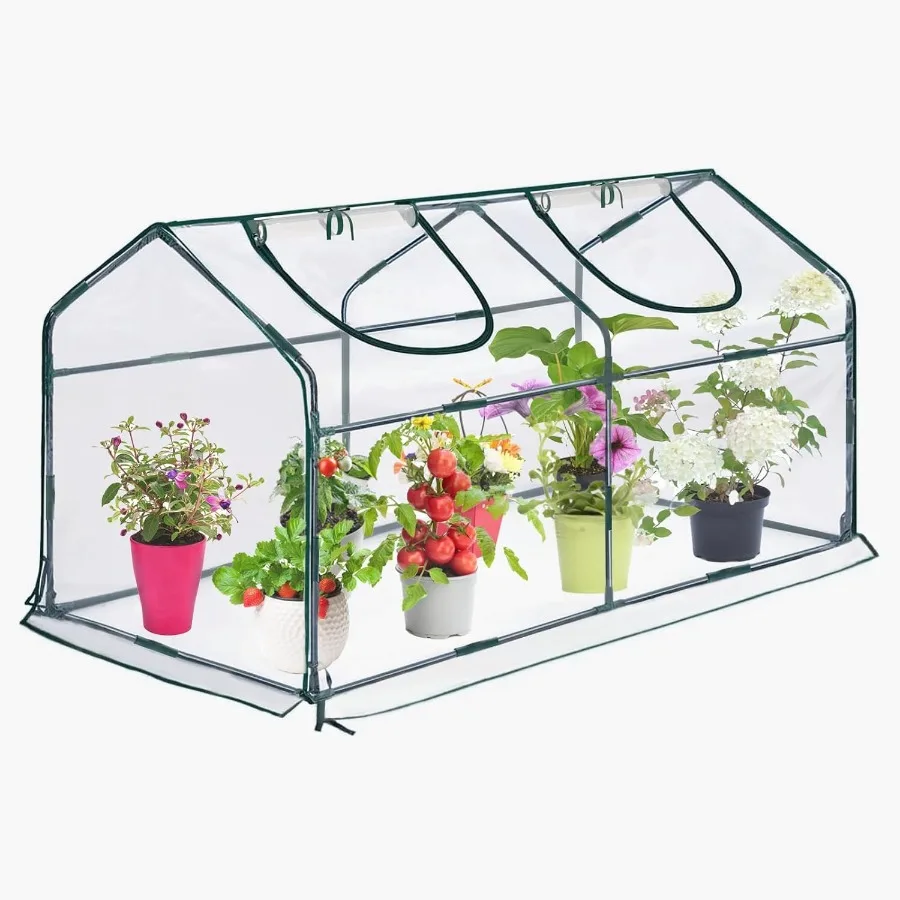 

Mini Greenhouse for OutdoorPortable Small Tunnel Greenhouses for Outdoors with Roll up Zipper Door for Gardening Plant UV Water