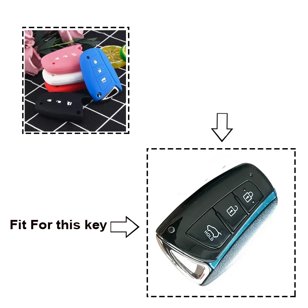 KEYYOU Smart Silicone Remote Key Cover Case Protector For Hyundai  Solaris ix35 ix45 Accent Santa Fe Grandeur Genesis