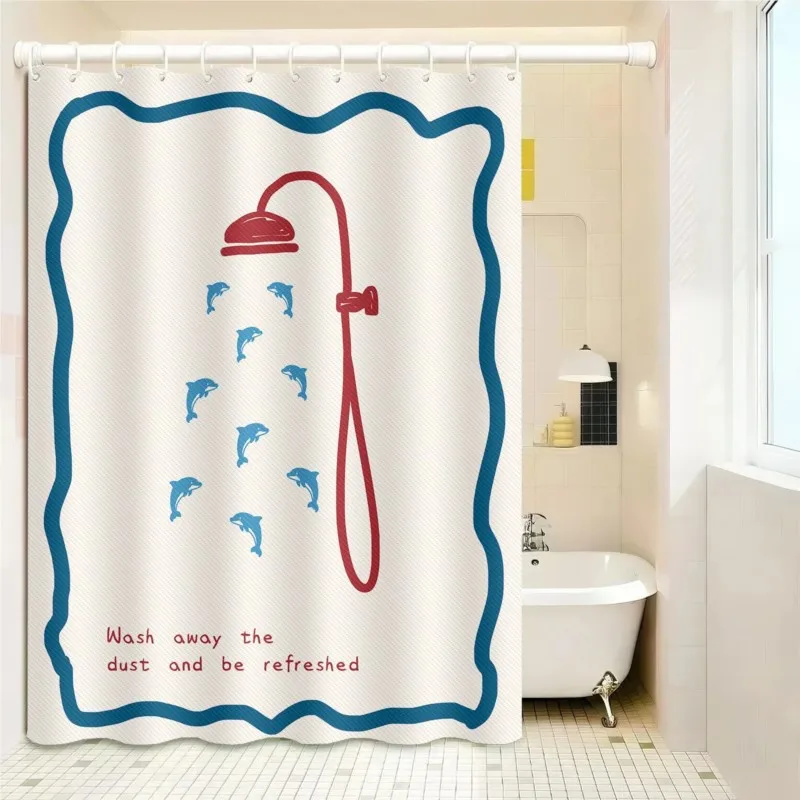Bathroom Shower Curtain Waterproof Mildew Proof No Punching Partition Door Curtain Hanging Curtain Bathroom Shower Curtain ZI728