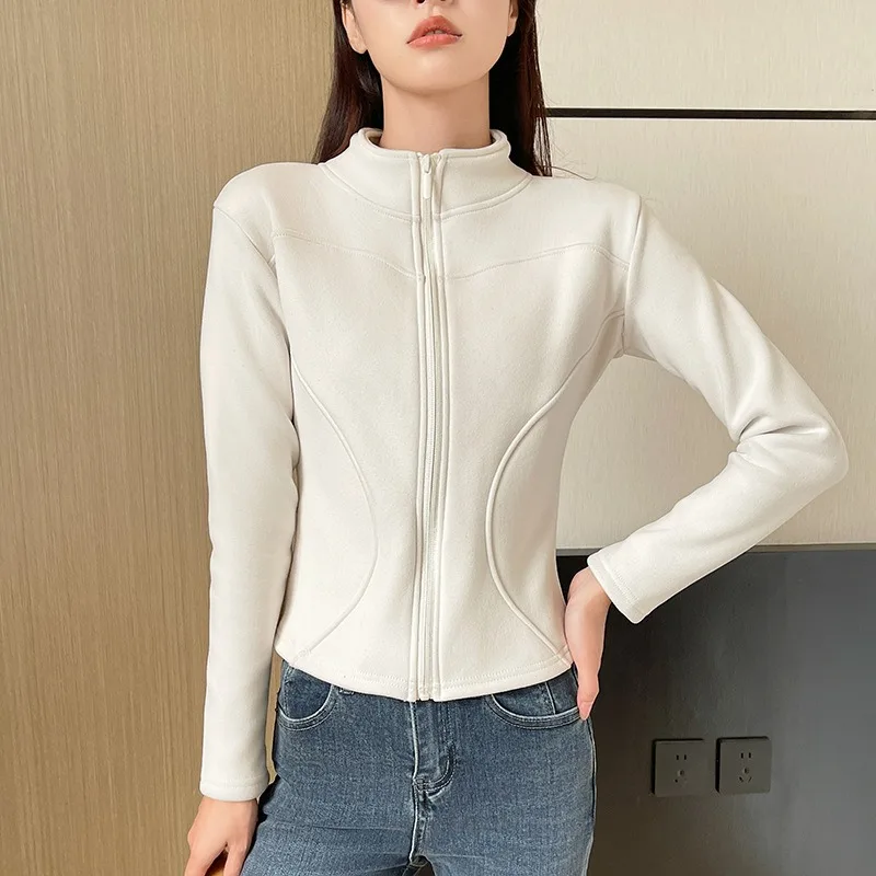 

Модная повседневная короткая куртка с воротником-стойкой, шерстяной свитер, женское осенне-зимнее пальто, тонкая одежда, утепленный термотоп