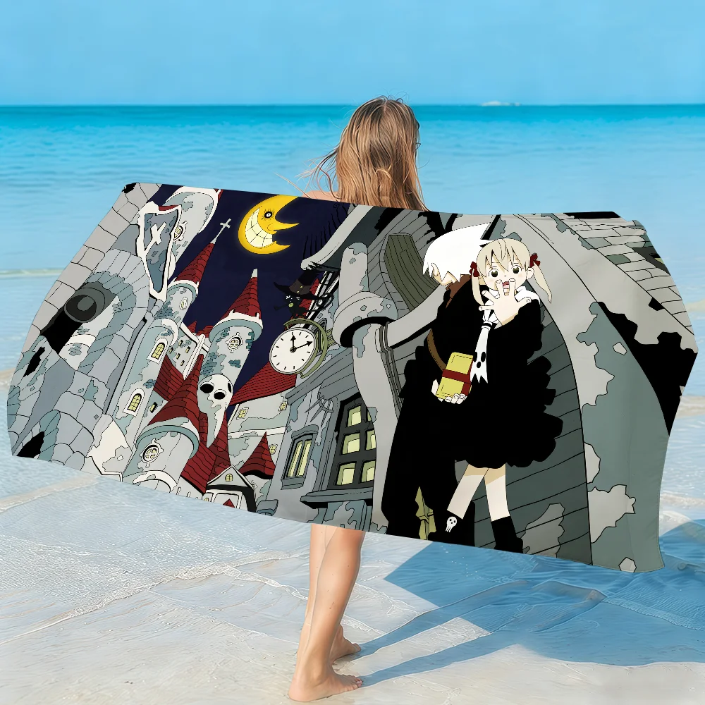 Anime S-Soul E-Eater-S Towel Soft Lightweight Anti-Sand Large Beach Towel Quick-Drying Bath Sports Family