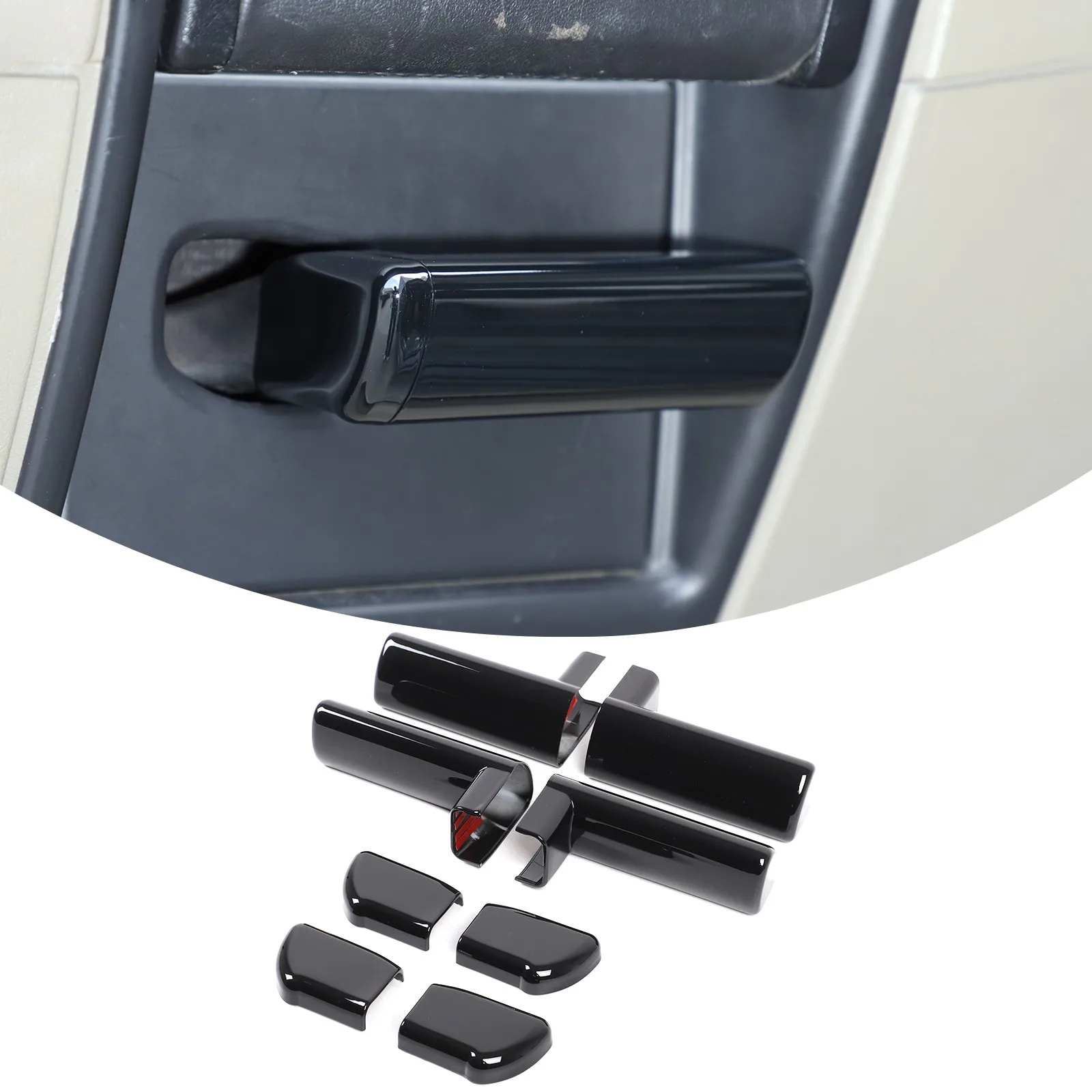 

ABS Glossy Black Car Interior Door Grab Handle Trim For Hummer H2 2003-2007 Door Grib Handle Protection Cover Accessories