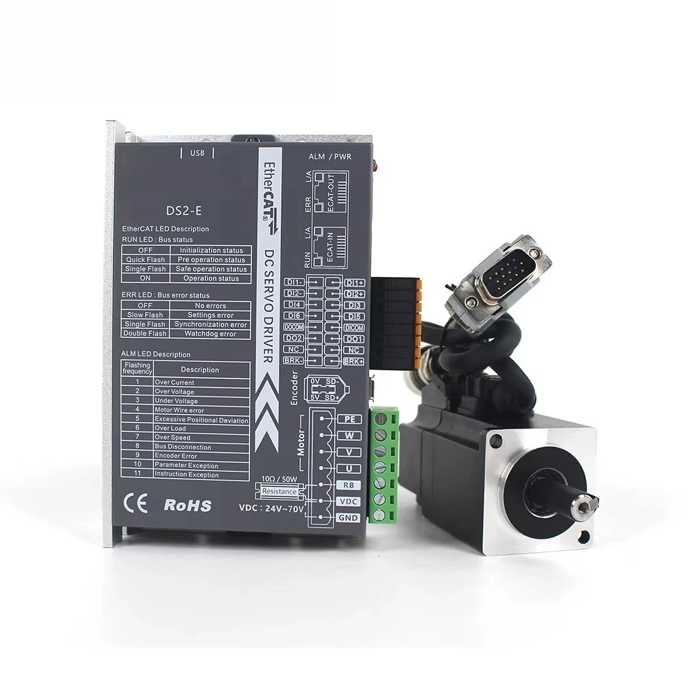 EtherCAT DC Servo Motor Driver 100W-1KW DC Motor Drives 17Bit 23Bit Encoder 48V DC Servo Motors for CNC Robotics