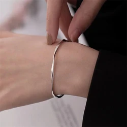 Silver Color Open Cuff for Women Twist Curved Bracelets Punk Fashion Female Metal Wrist Jewelry pulseras mujer 2023 new