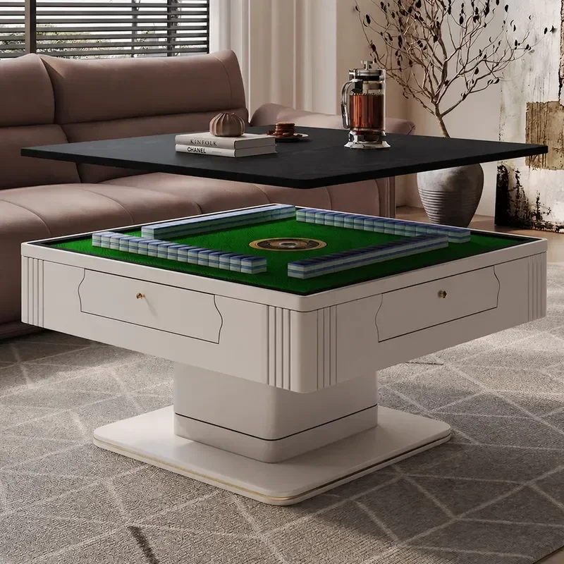 Rock Slab Lift Coffee Table Dual Purpose Automatic Mahjong Table Antique Style Dining Side Table Multi Function Furniture