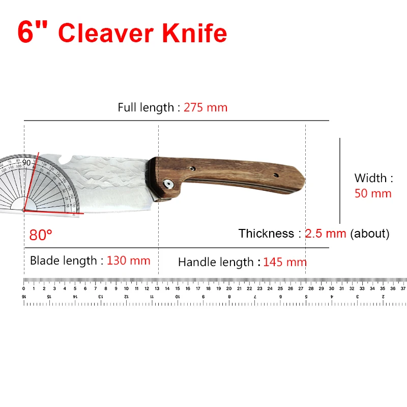 Folding Cleaver Knife Forged Stainless Steel Kitchen Knife Meat Fish Fruit Slicing Knife Butcher Boning Knife Kitchen Accessorie