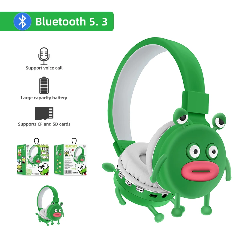 Scalable Wireless Bluetooth Headset with Microphone Boy Girl Stereo Music Earpiece TF Card Phone Headphones for  Children Gift