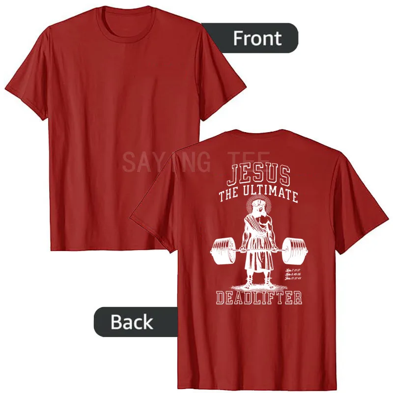 Jesus The Ultimate Deadlifter - Jesus Deadlifting Christian T-Shirt Humor Funny Weightlifting Fitness Y2k Saying Tee Graphic Top