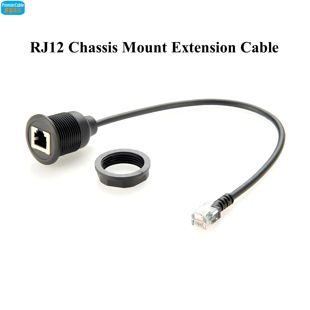 RJ12 6P6C Male to Female Extension Cable for LED Grow Light RJ12 Feedthrough Bulkhead Cable RJ12 Chassis Mount Cable