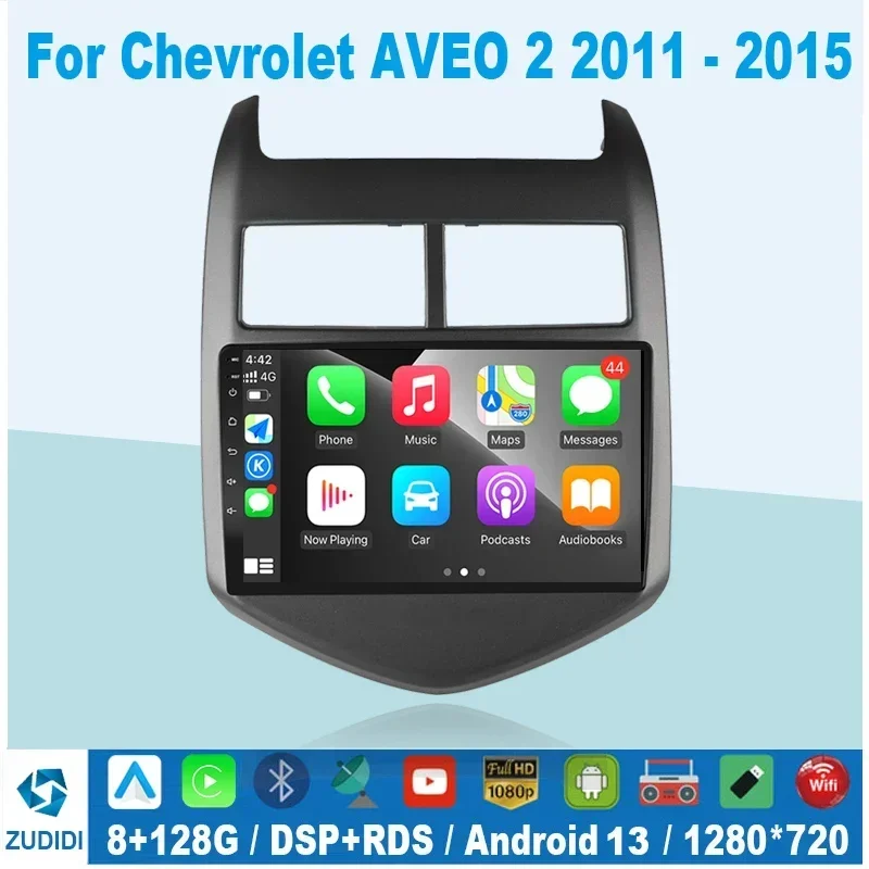 

8+128G For Chevrolet Aveo 2 Sonic T300 2011-2015 Car Radio Multimedia Player Navigation GPS 2 din 2din Android Autoradio CarPlay