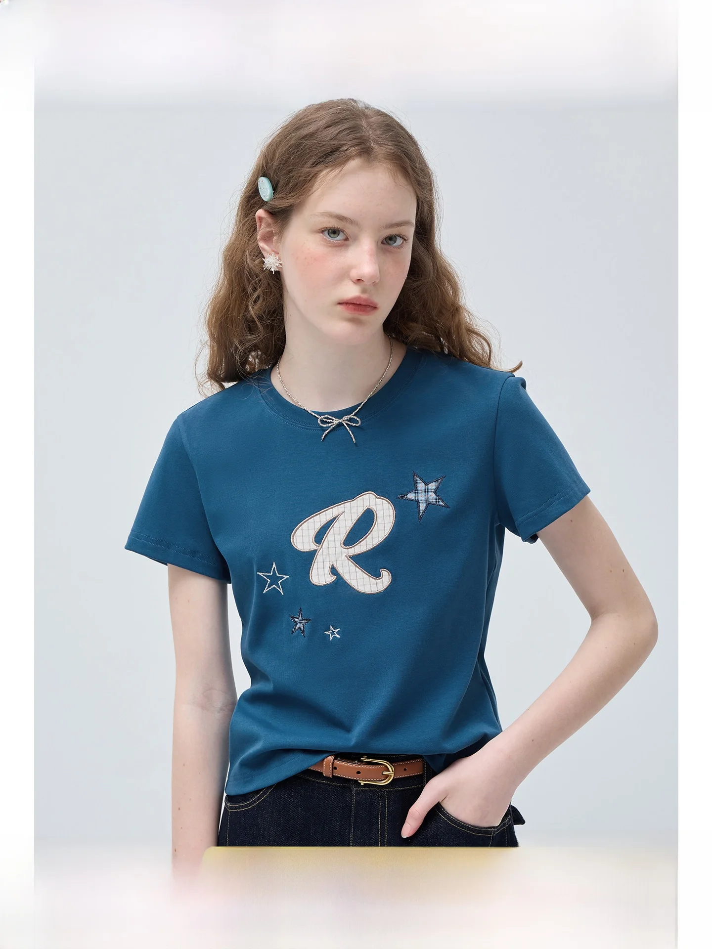 

plus Size Women's T-Shirt Shoulder Width Regular Sleeve Length Short Letter Print Casual Summer Slimming Top for Young Women