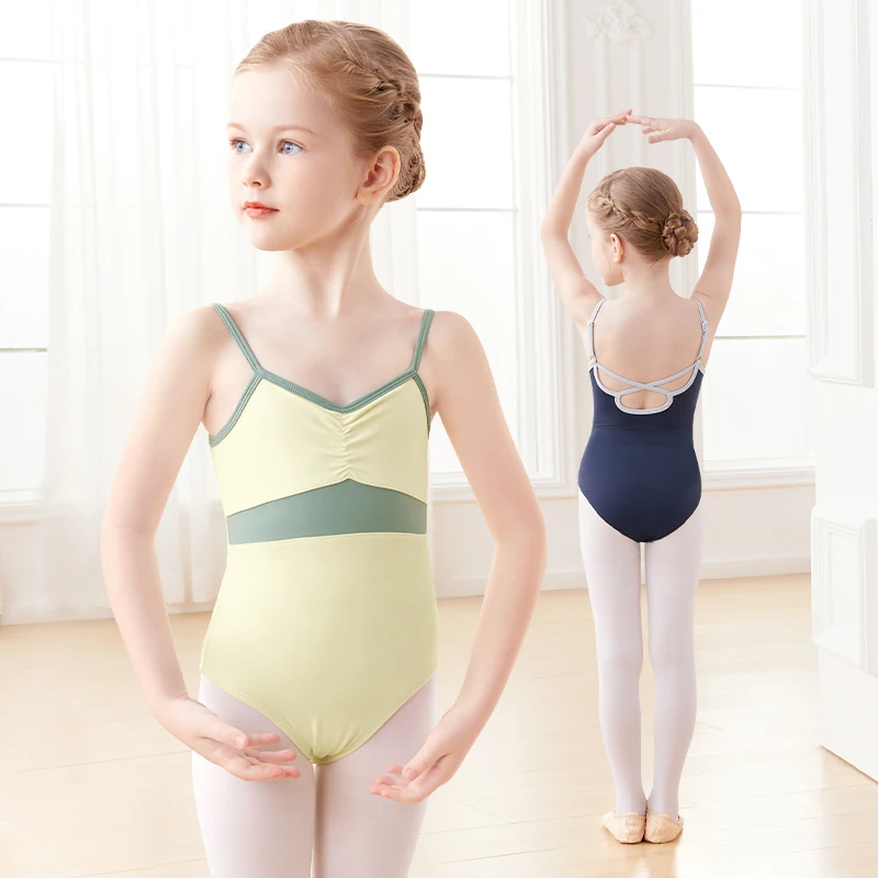 

Girls Kids Ballet Leotards Color Splicing Camisole Leotards Teen Dance Gymnastic Bodysuits with Adjustable Shoulder Straps