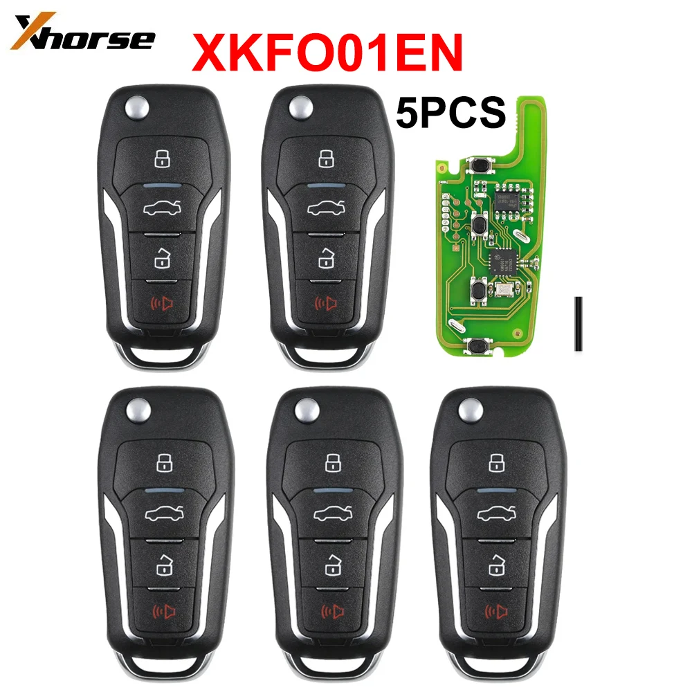 5pcs/lot Xhorse XKFO01EN Wire Remote Key for Ford Condor Flip 4 Buttons Unmovable Key King English Version