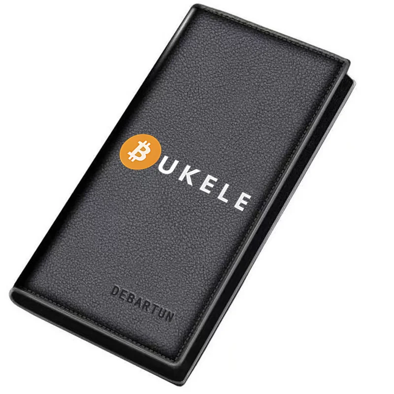 Bitcoin symbol and UKELE white words Men's Long Wallets Business Stylish Printing Design Casual Use Christmas Valentine's Father