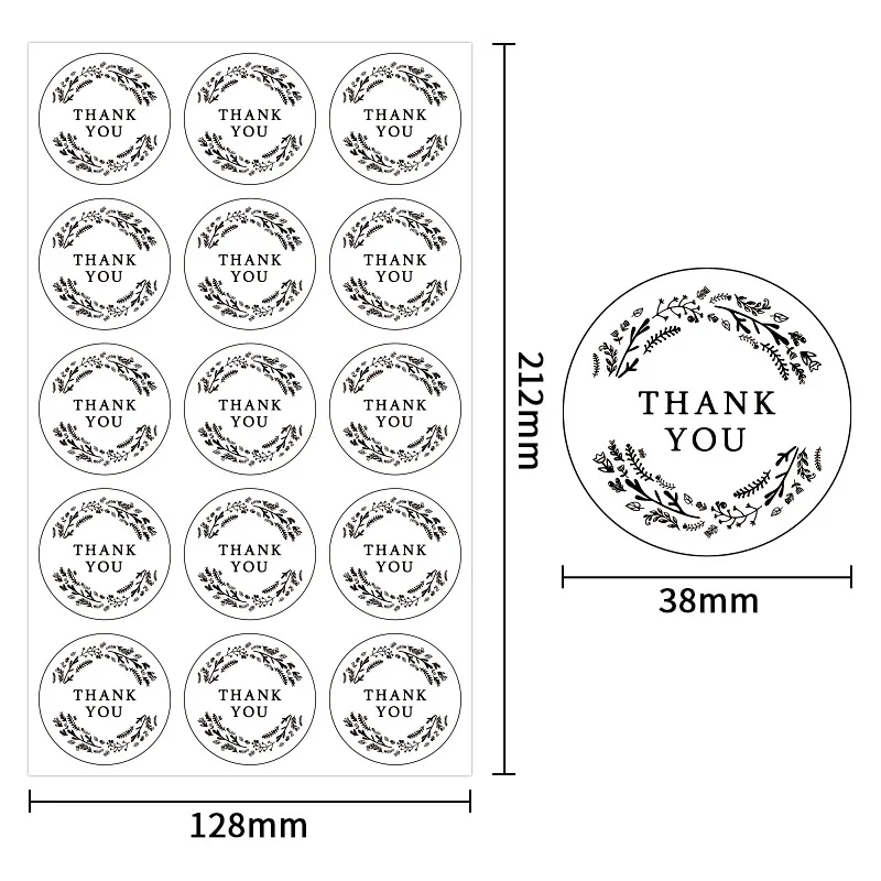 150pcs/10 sheets Clear Thank You Stickers Round Black Seal Stickers for Envelope,Greeting Cards,Wedding Birthday Gift Wrapping