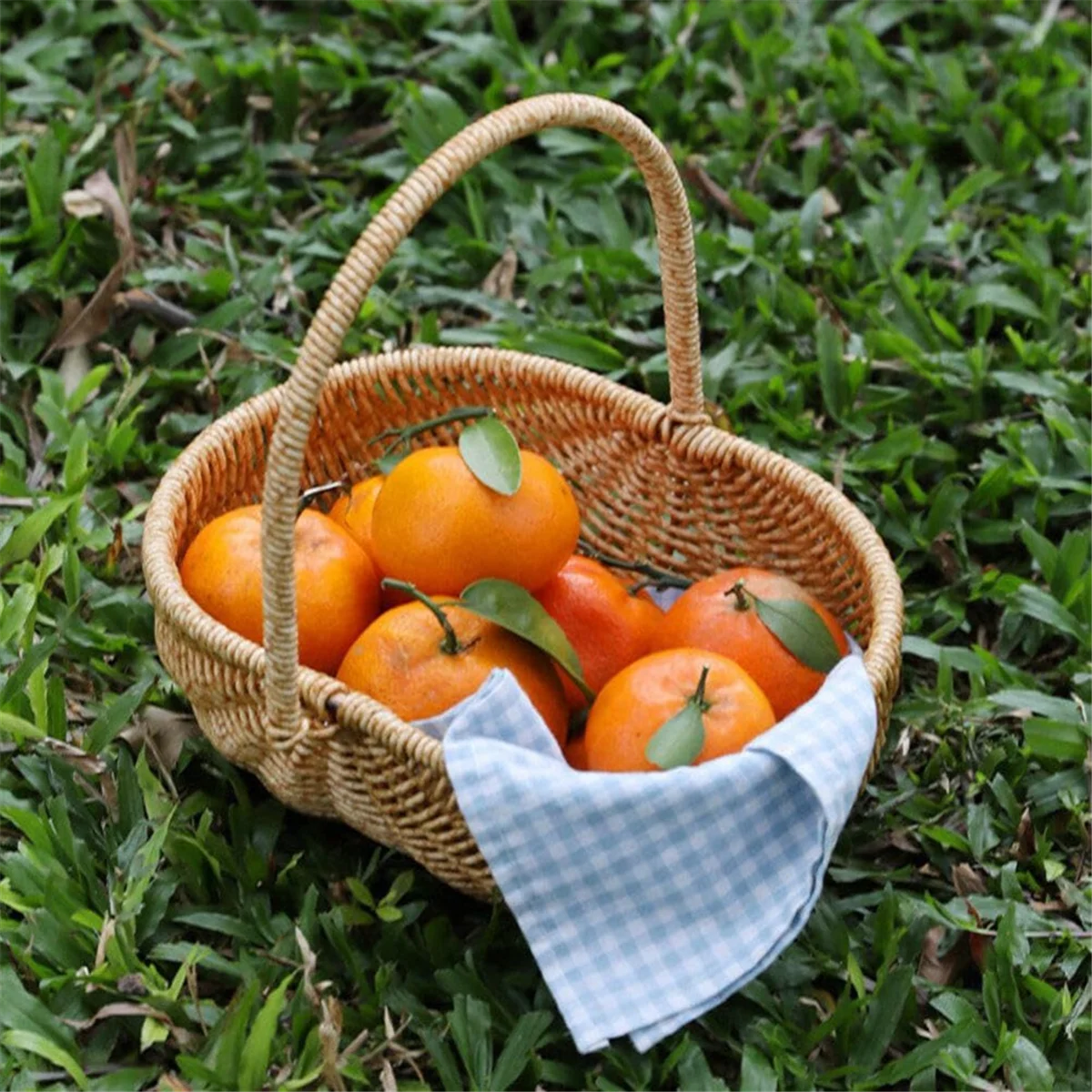 Wicker Basket with Handle Wicker Basket Wedding Flower Girl Basket Picnic, Fruit, Vegetable, Organizing