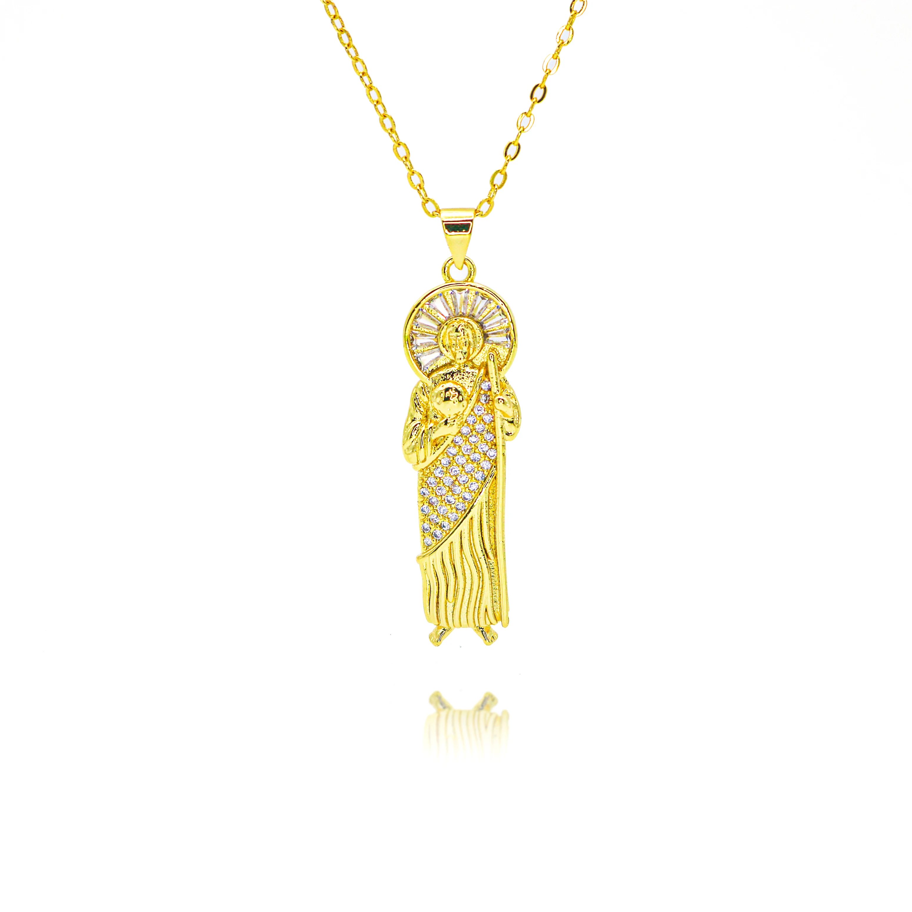 Gold Color St. Jude Charms for Necklace Bracelet Earrings Clavicle Chain White CZ San Judas Pendant DIY Jewelry Accessories Gift